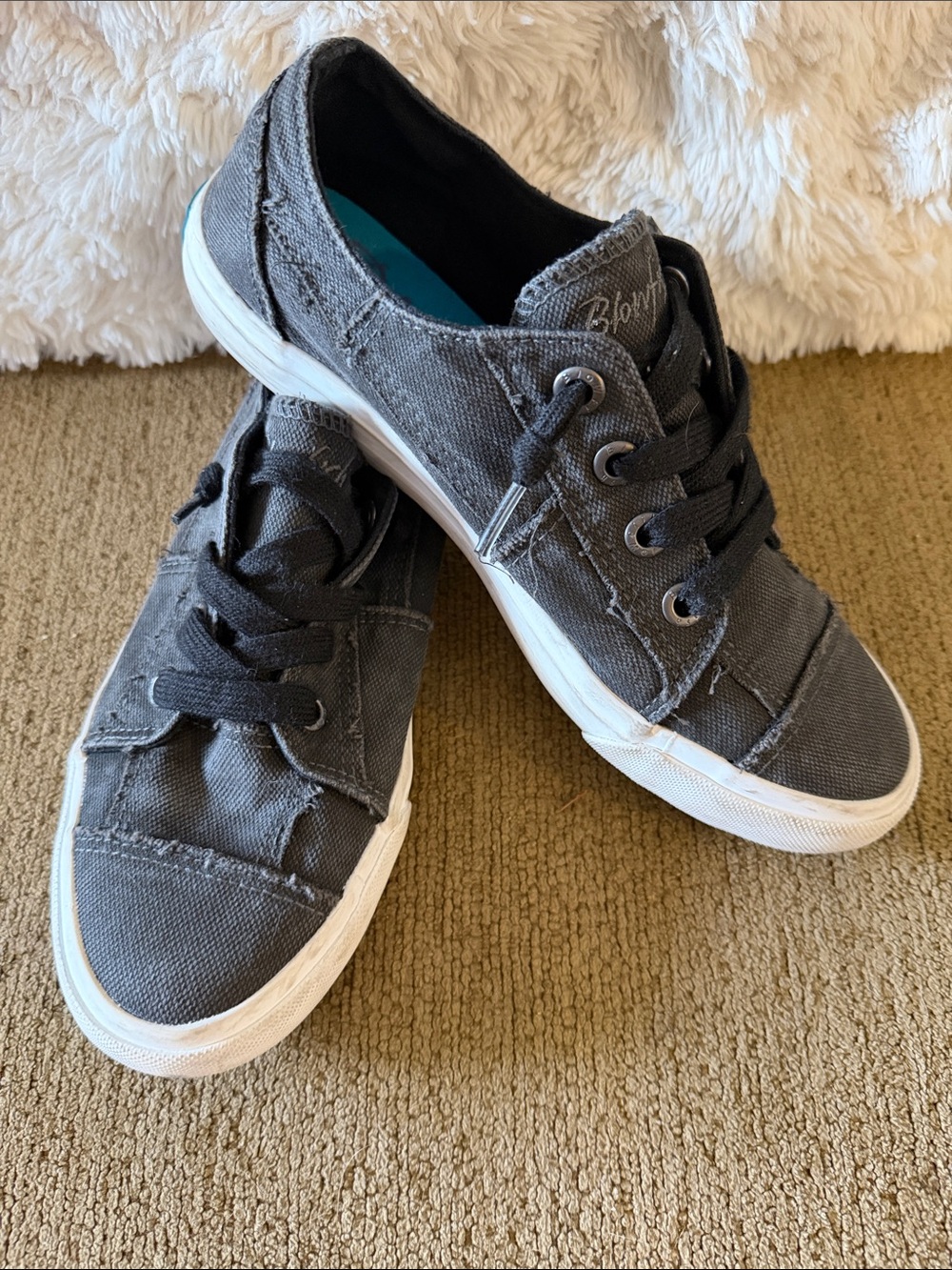 Blowfish Gray Canvas Lace-Up Flats